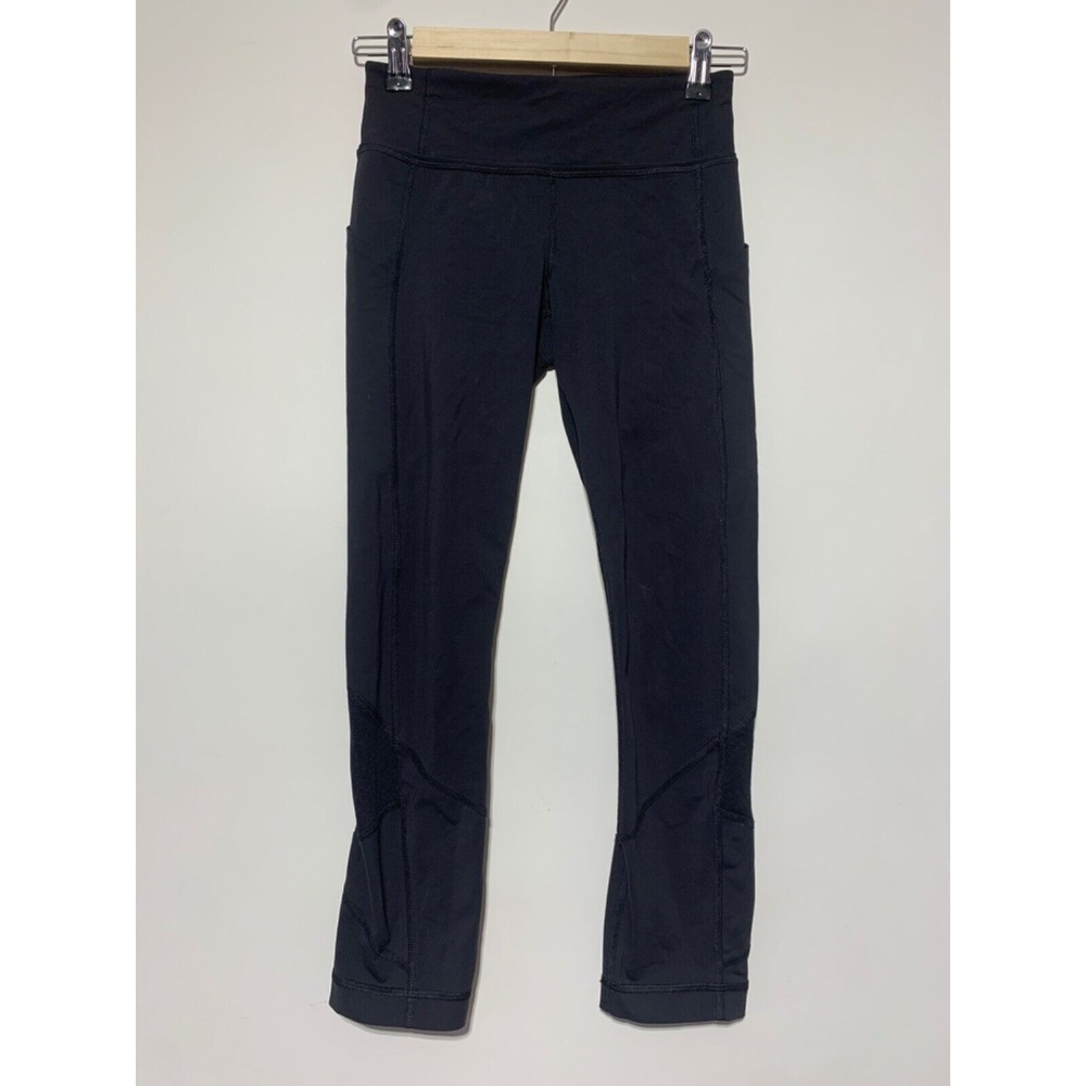 Lululemon Women's Size 2 Black Cropped Leggings Damaged 22" Inseam